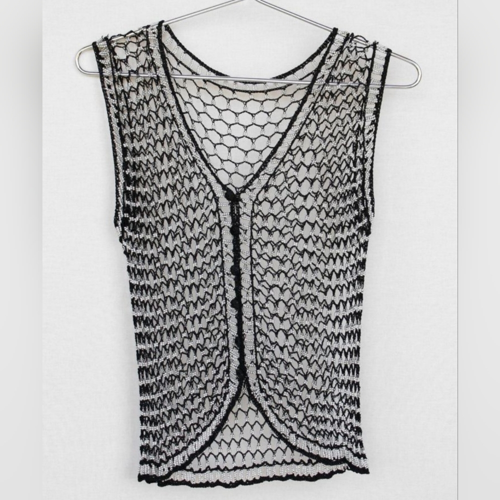 FINAMODA women's  top / cover up, Silver and black , one size